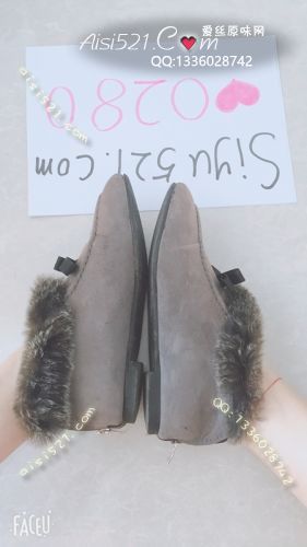 灰色毛毛薄棉鞋原味女鞋|鞋类时装鞋