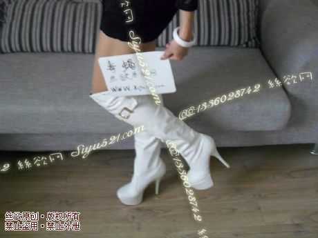 闲置白色高跟长靴原味女鞋|鞋类高中短跟